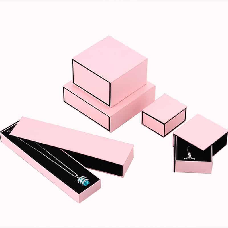 Pink Rigid Cardboard Jewelry Box With Insert