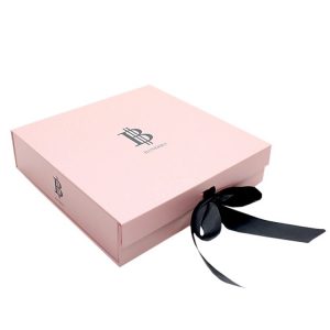 Pink Foldable Gift Box With Ribbon