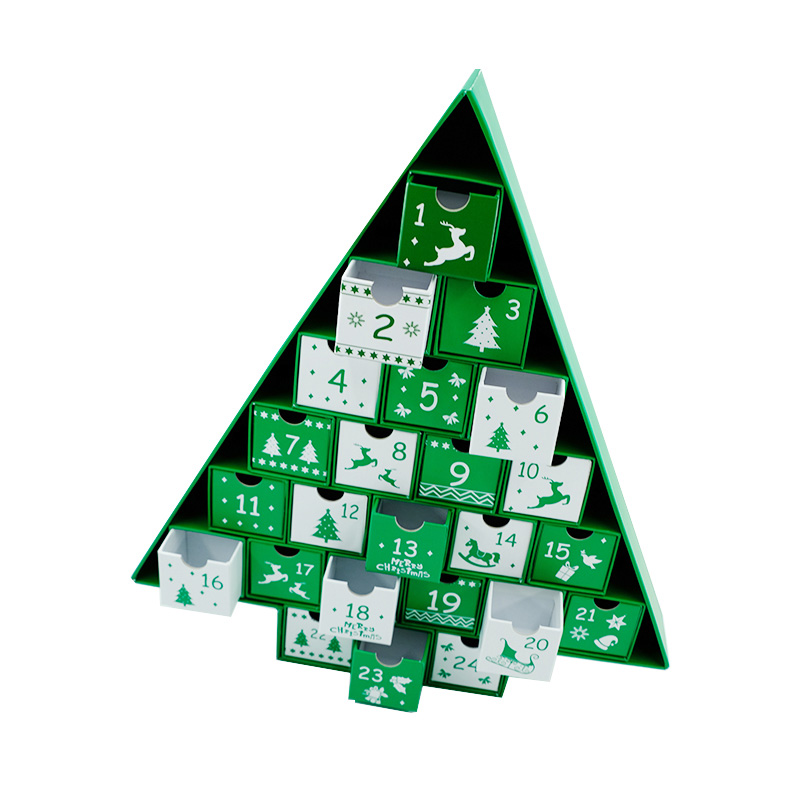 Green Christmas Tree Advent Calendar Box