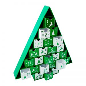 Green Christmas Tree Advent Calendar Box