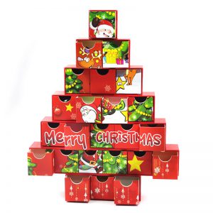 Red Christmas Tree Advent Calendar Box
