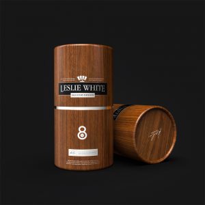 Круглая бумажная канистра с деревянным узором