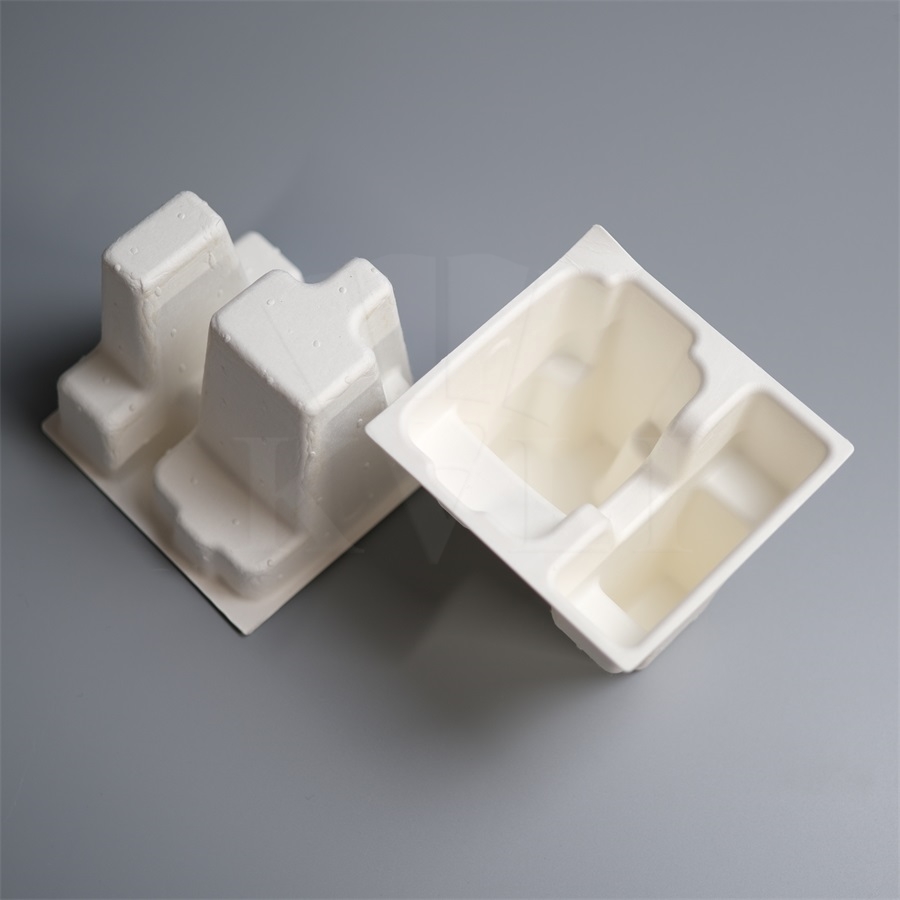 Custom White Sugarcane Bagasse Molded Pulp Packaging