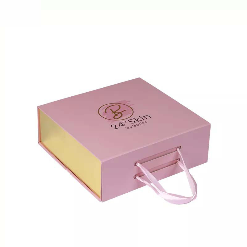 Pink Rigid Cardboard Fold Packging Boxes