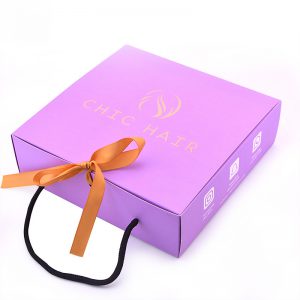 Portable Tuck End Hair Packaging Box with Ribbon Closure