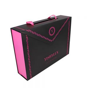 Luxury Magnetic Lock Hair Gift Packaging Box with Ribbon Handle