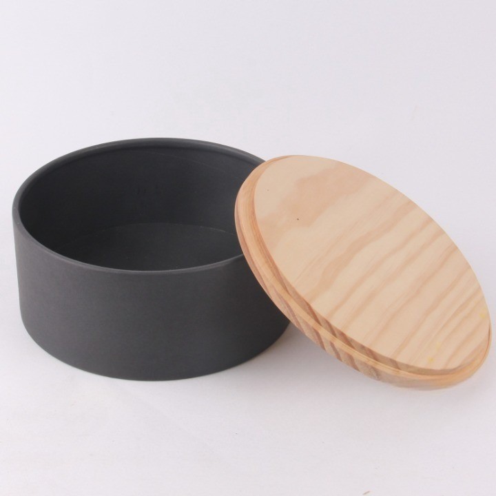 Round Box With Wood Lid