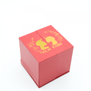 Square Red Double Door Ring Box