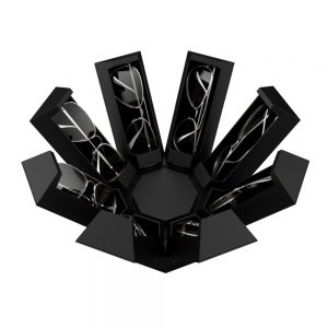 Black Polygon Shape 8 Slots Eyeglasses Storage Container Glasses Case
