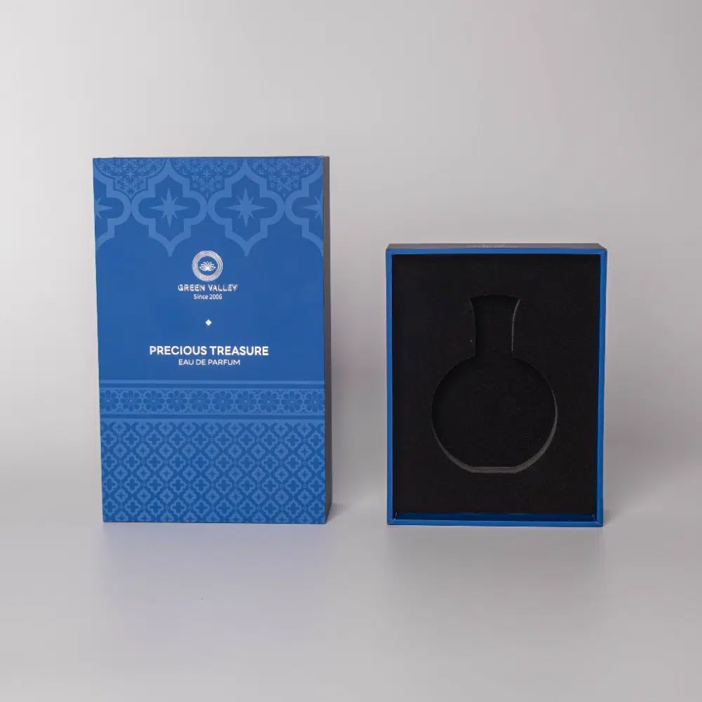 Factory OEM Blue Drawer Perfume Gift Box Paperboard Rigid Box Perfume Bottle Packaging
