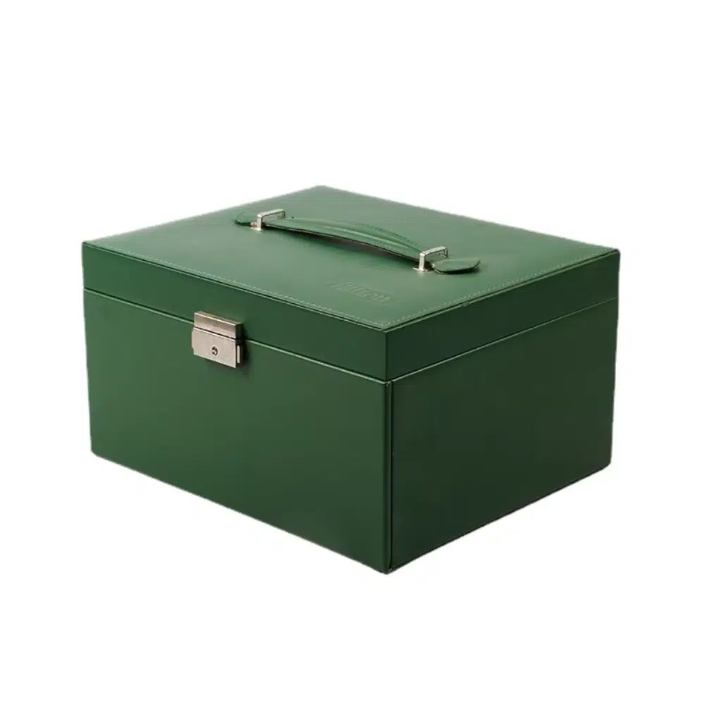 Green Magnetic Leatherette Paper Mdf Suitcase Box