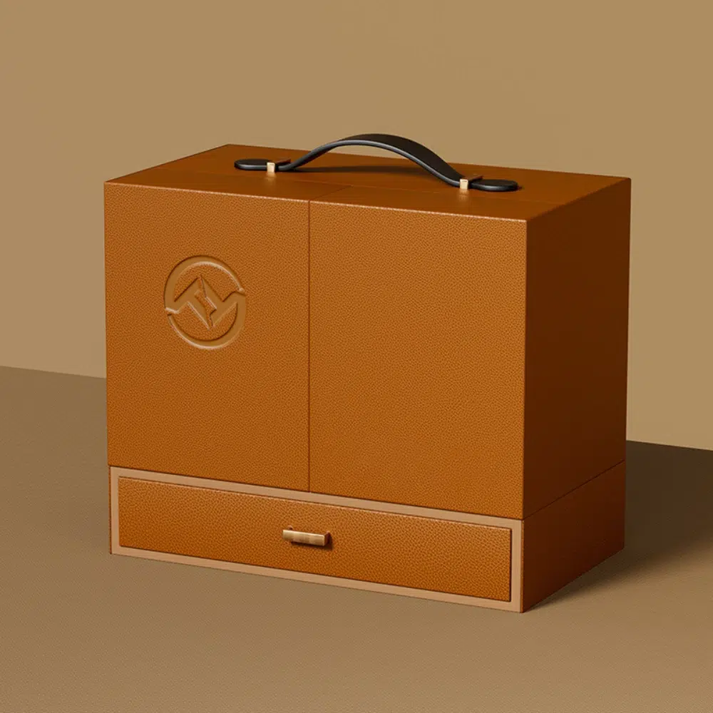 Double Door Open Tea MDF Box With Handle