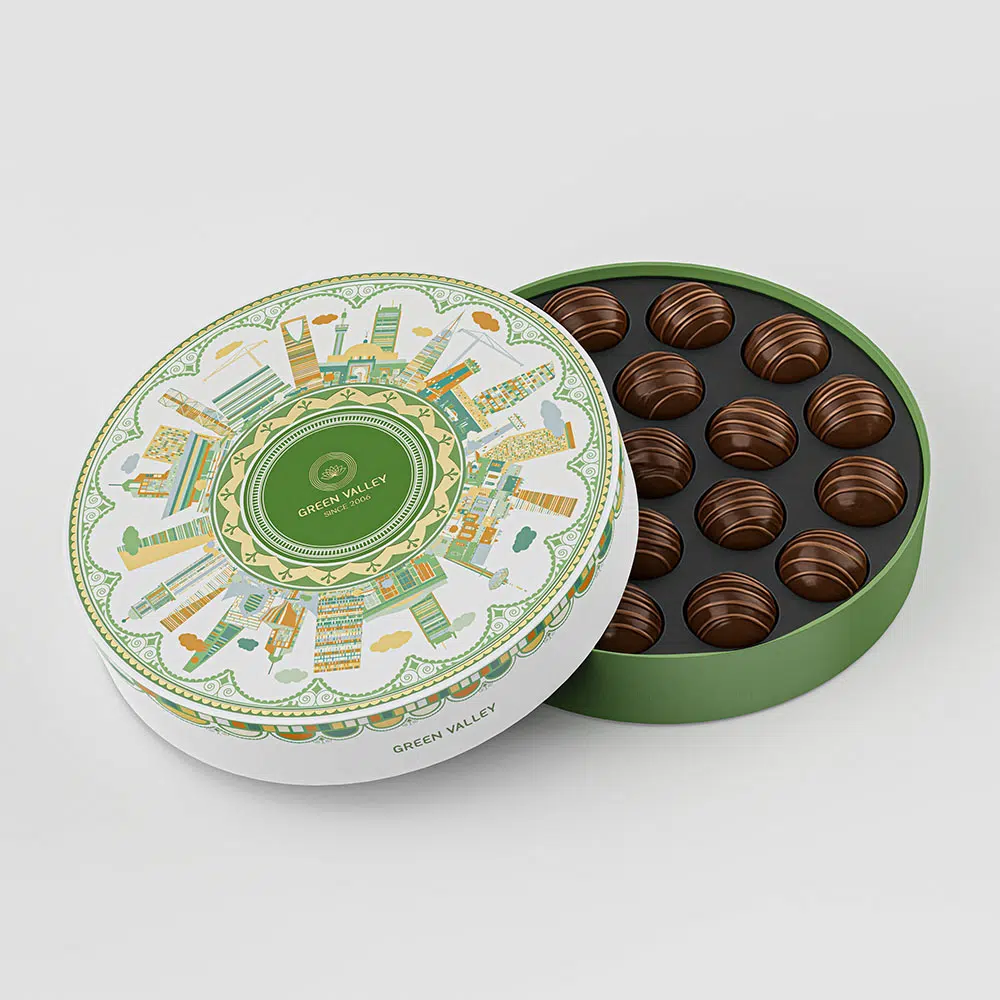 Green round gift box elegant packaging