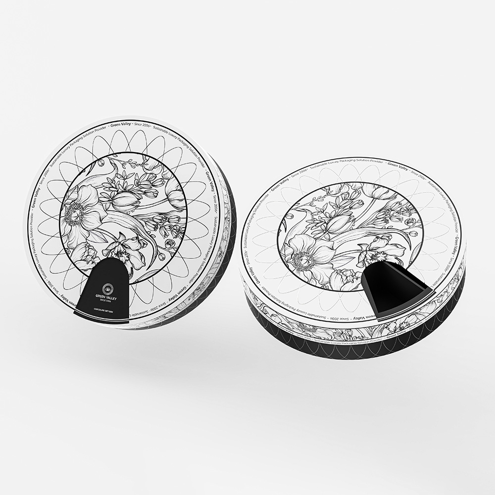 Floral Design Sliding Round Chocolate Box