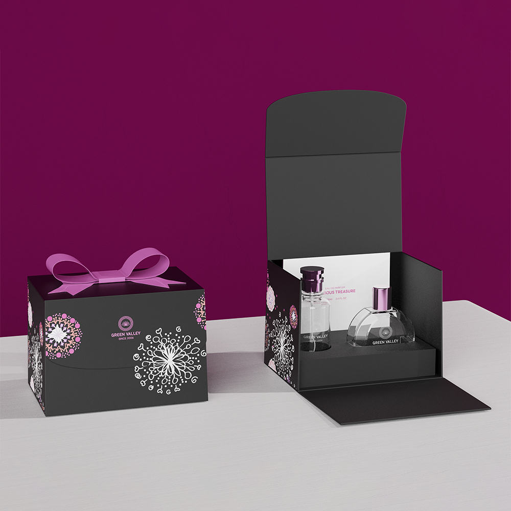 Black Perfume Gift Set Box with Bow