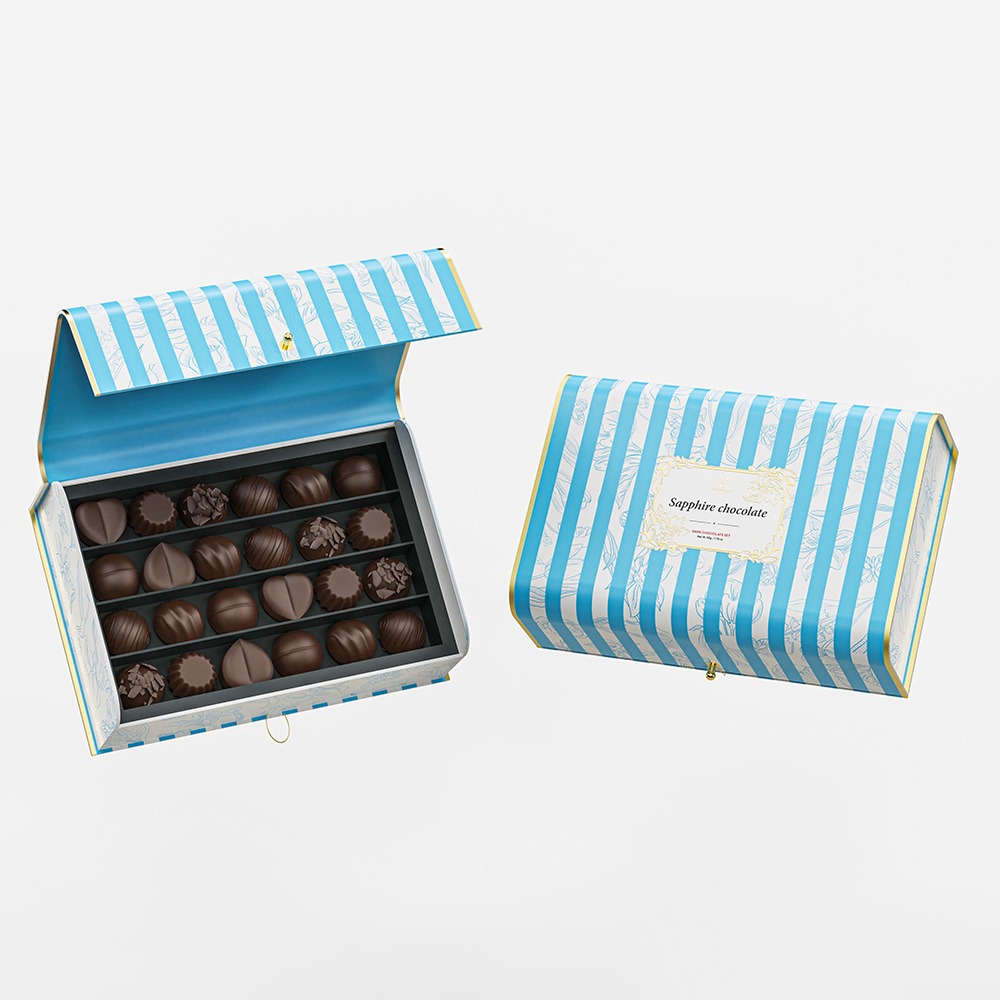 Blue Striped Chocolate Gift Box