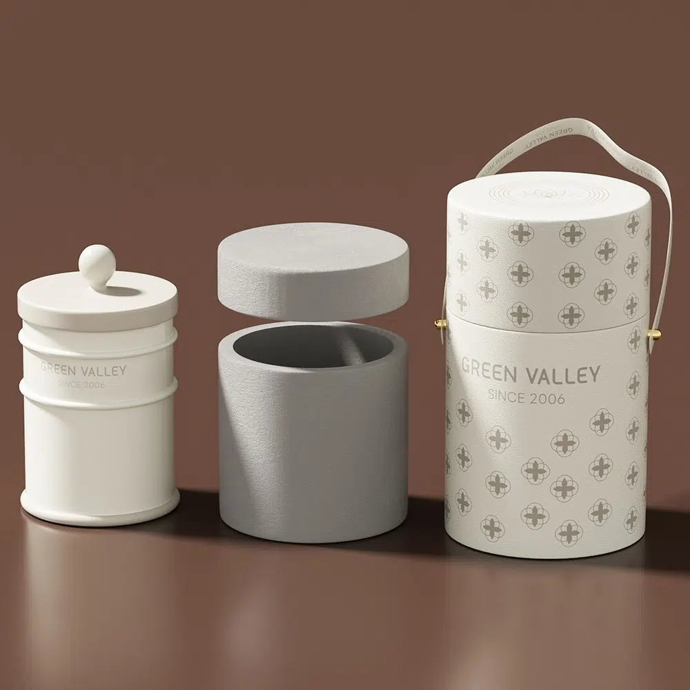 Quality leather round tube box luxury