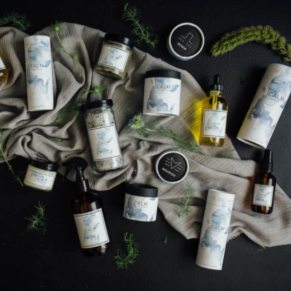 The Good Hippie natural skincare collection with artistic labels