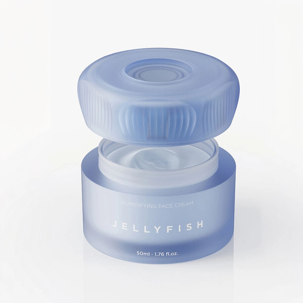Jellyfish Face Cream Set with dome-shaped ribbed lids