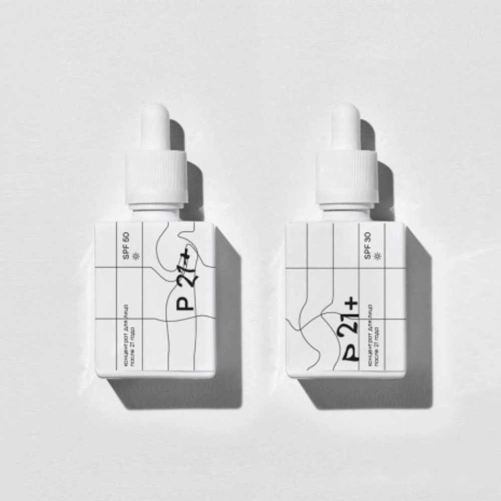 P21+ Sunscreen product range with UV damage graphics