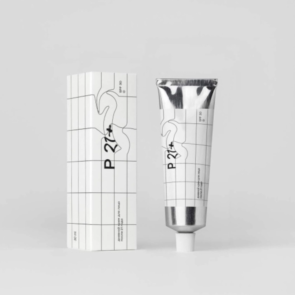 P21+ Sunscreen with distorted melting line graphics
