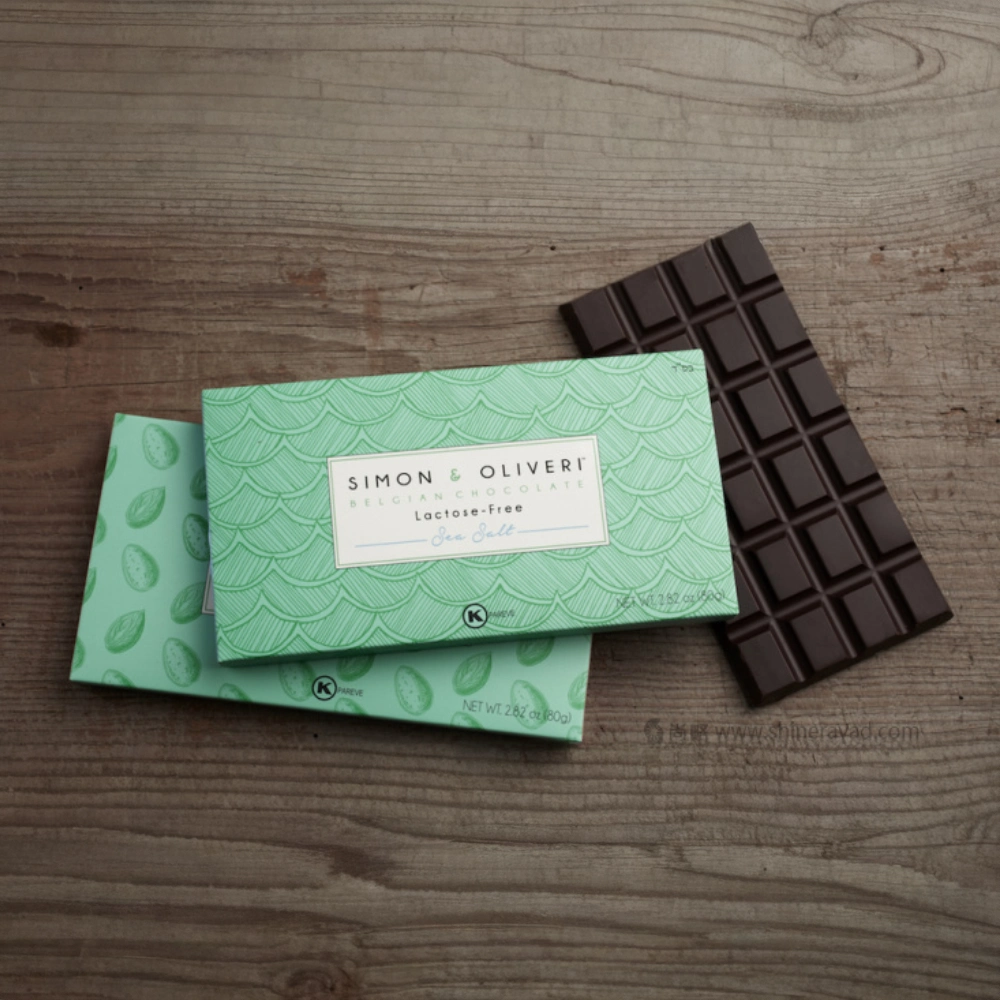 Simon & Oliver Belgian chocolate packaging with Art Deco design