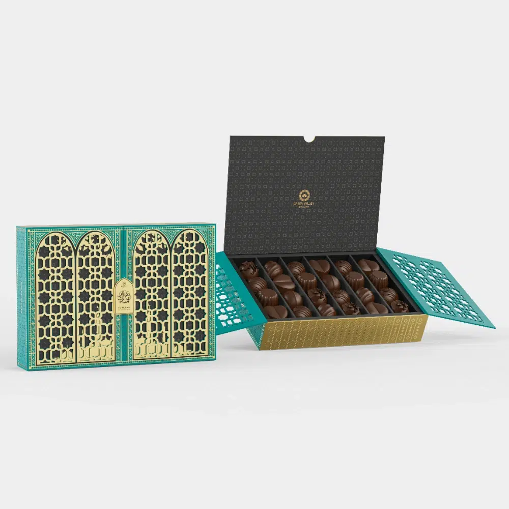 Green Eid Double Door Flip Chocolate Box