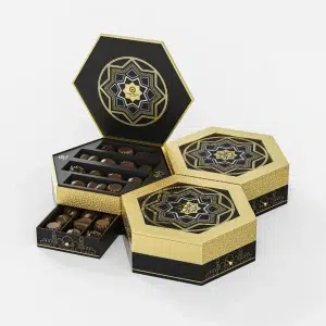 Luxury Eid Black Gold Hexagon Gift Box