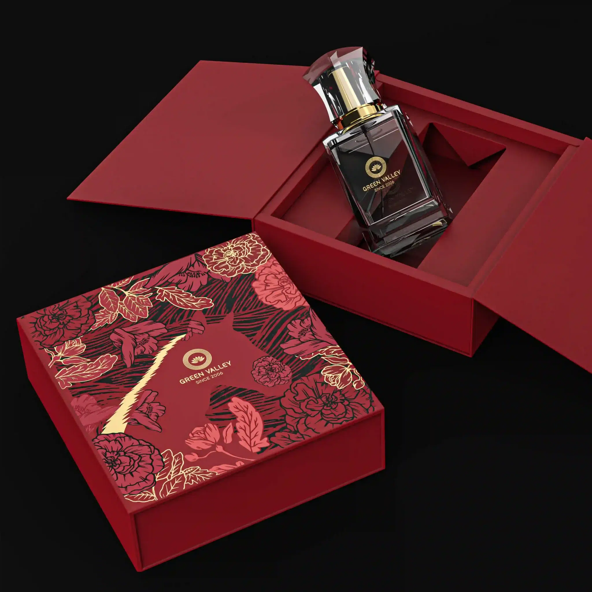 Red Gold Horse Pattern Perfume Box