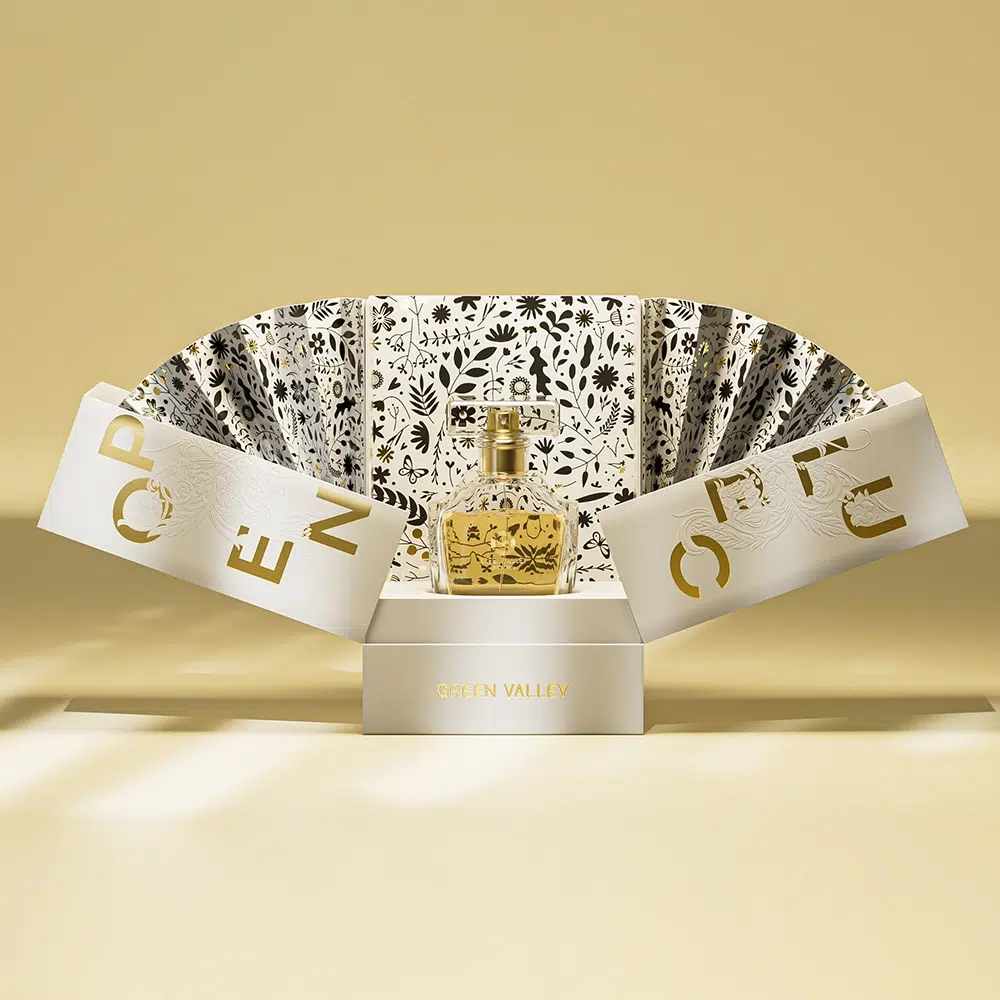 Dual-Opening Gold Foil Perfume Box