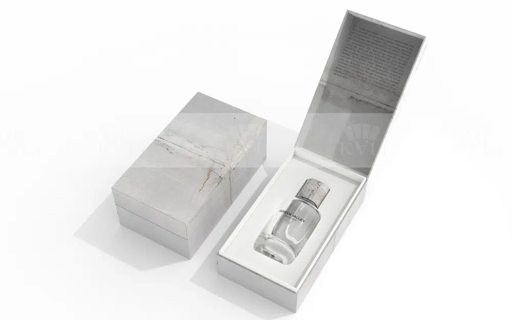 Urban Industrial Concrete-Style Wood Grain Perfume Box Design