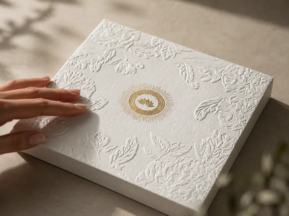 Tactile luxury packaging detail