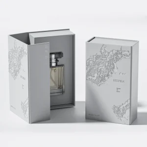 Grey Magnetic Embossed Pattern Perfume Box