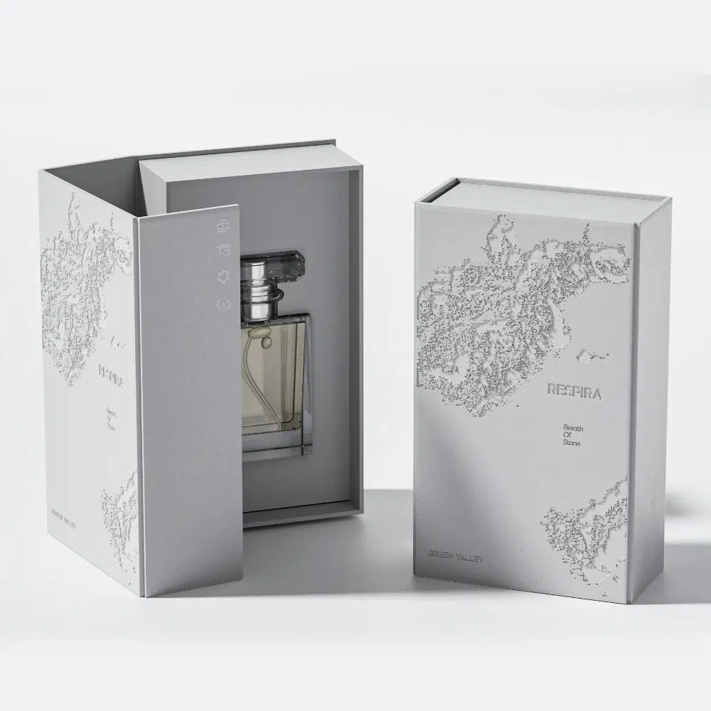Grey Magnetic Embossed Pattern Perfume Box