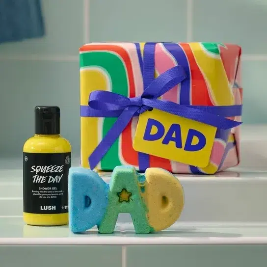 Lush colorful recycled paper Father's Day Dad gift box 2026