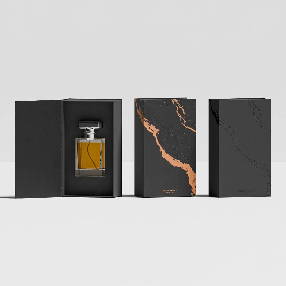 Perfume Lava Preto e Laranja em Caixa Rígida para Atacado