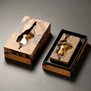 Amber Wood Grain Crackle Perfume MDF Box Wholesale