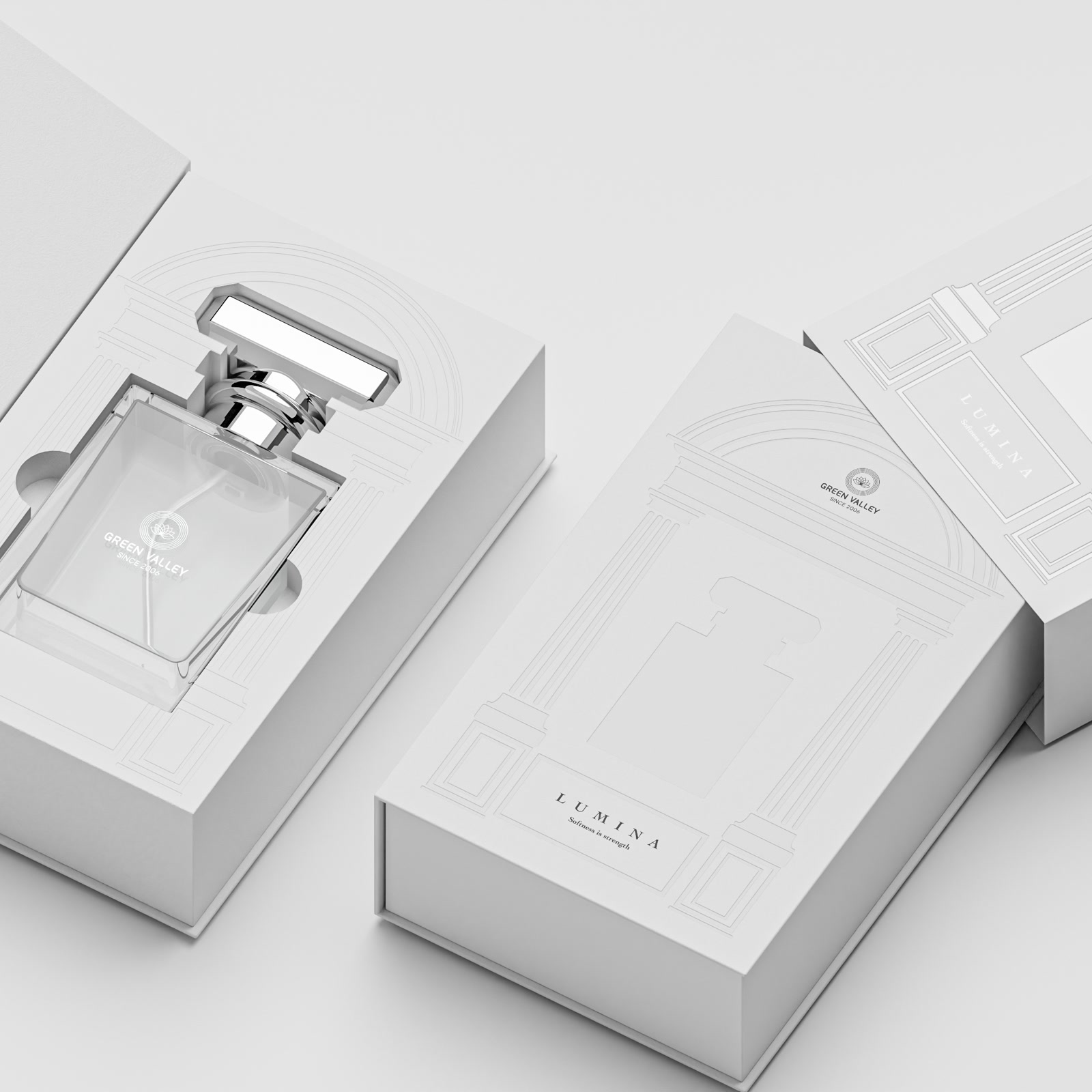 White Clamshell Perfume Presentation Box
