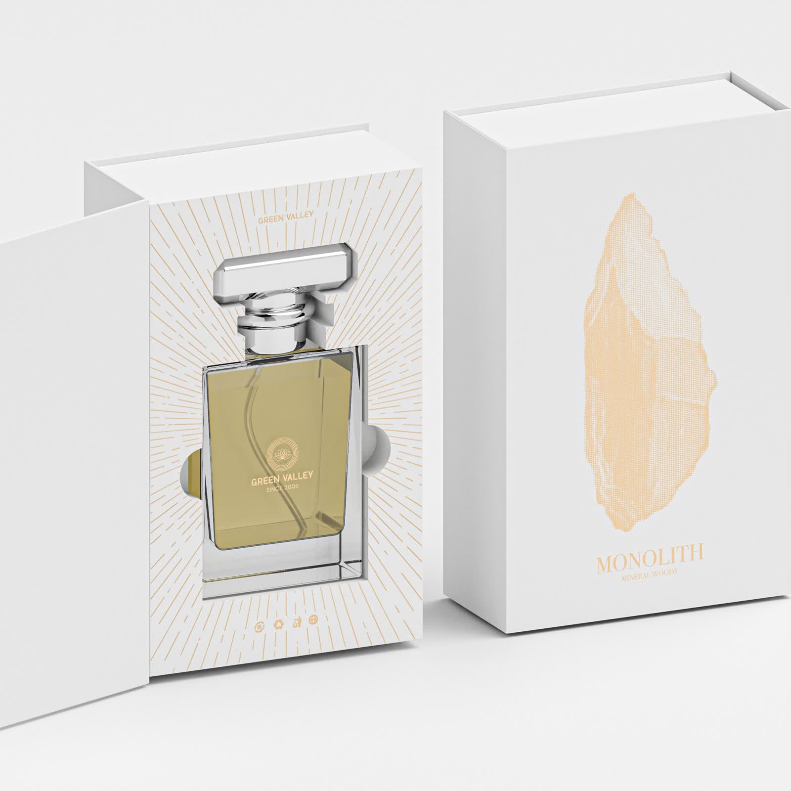 Coffret à parfum de luxe en or blanc